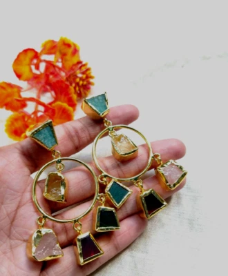 multi stone Earrings Fashion Jewelry Handmade Earrings Gift For Her - Image 1 of 2