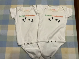 Twin Onsies Funny Theme Newborn Size Baby Shower - Picture 1 of 2