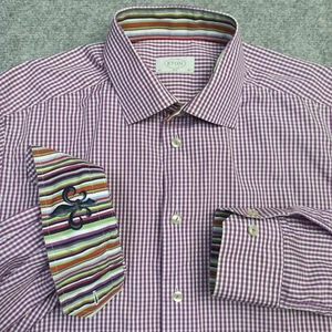 Shirt Eton Da Uomo 16.5 42 Slim Fit Button-Up Viola Gingham Check 16 1/2 - Foto 1 di 13