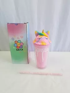 Pastel Unicorn Rainbow Ice-Cream/Drink Tumbler 570ml. Double-Walled - Picture 1 of 4