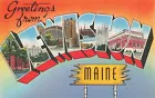 USA Leinen Postkarte GROSSER BRIEF, Grüße aus Lewiston, Maine LY0