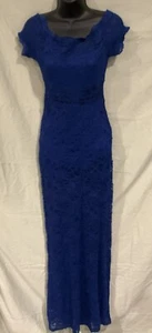 Morgan & Co langes Kleid Gr. 1-2 Stretch royalblau Spitze integrierter BH gefüttert.Neu. - Bild 1 von 12