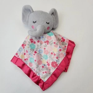 Parents Choice Elephant Lovey Babydecke Security Floral Rosa Satinkanten - Bild 1 von 11