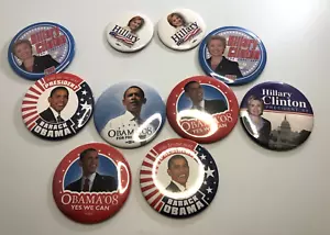 Barack Obama and Hillary Clinton political pin pins a lot of 10 - Picture 1 of 2