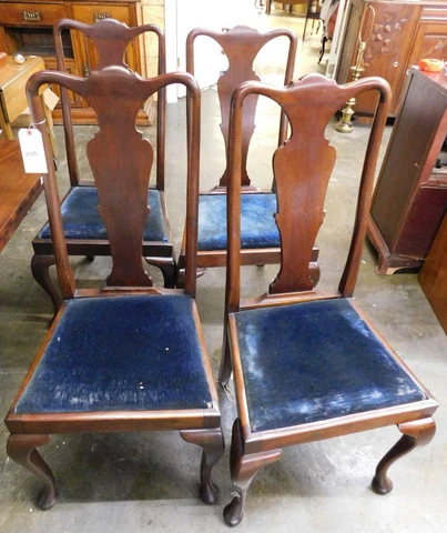 QUEEN ANNE SET OF 5 DINING CHAIRS NICE SET Cover