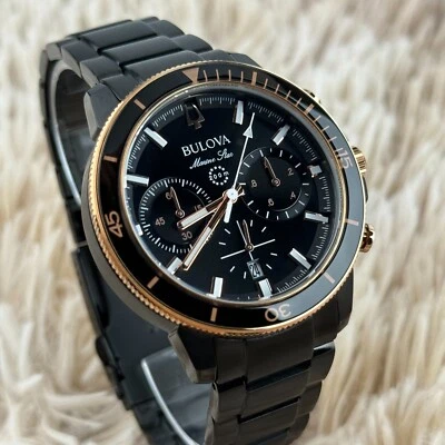 Bulova Marine Star 45mm Black Dial Quartz Stainless Steel Men's Watch 98B302 - Image 1 of 4