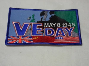 VE Day May 8 1945 thick embroidered patch 12.5cm x 7.5cm, NEW - Picture 1 of 3