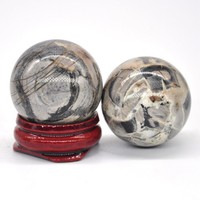 40mm Natural Silver Leaf Jasper Crystal Healing Reiki Gemstone Shpere Ball Gift Ebay