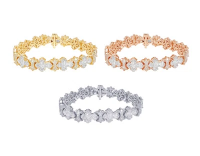 Baguette Cross Link 4CT Real Diamond Bracelet 10k Gold - Image 1 of 4