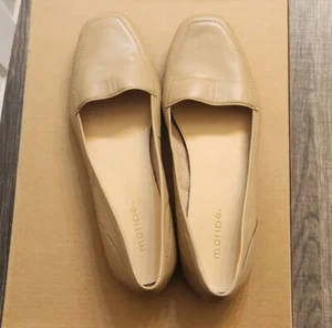 Maripe JennyToo Women's Sz 8m Slip on Beige Leather Loafer Flats Square Toe  - Picture 1 of 6
