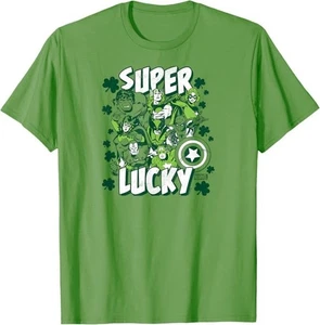 NEW- Youth Medium Marvel Super Lucky St. Patrick's Day Green T-Shirt Tee - Picture 1 of 10