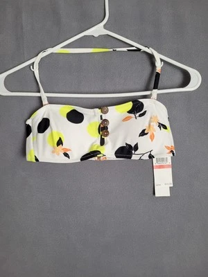 Hula Honey Women's Juniors' Citrus Geo-Printed Button Bandeau Bikini Top XSMALL  - Image 1 of 4