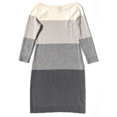 Vestido Suéter Banana Republic XS Color Bloque Gris Lana Merino Mezcla Cachemira Foto 1 de 4