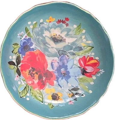 Cuatro (4) Cuencos de pasta Mujer Pionera ~ VERDE AZULADO ~ Floral ~ MELODÍA ~ 7,5" ~ Gres Foto 1 de 4