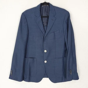 Hugo Boss Jacket Mens 40R Blue Wool Regular Fit Two Button Janson Blazer Career - Picture 1 of 24