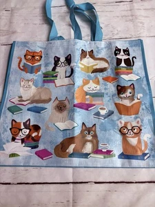 Marshall’s Shopping Bag GATTI Colorati con Libri Borsa Tote Riutilizzabile - Foto 1 di 2