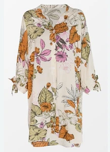 CUPSHE Damen Blumen Shirtkleid Cover Up Strandkleid 3/4 Arm Button Down Midi - Bild 1 von 7