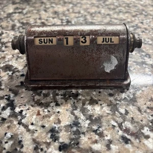  PARK SHERMAN Mid-Century Vintage Brass Rolling Day Date Desk Top Calendar - Picture 1 of 3