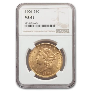 1906 $20 Liberty Gold Double Eagle MS-61 NGC - Picture 1 of 3