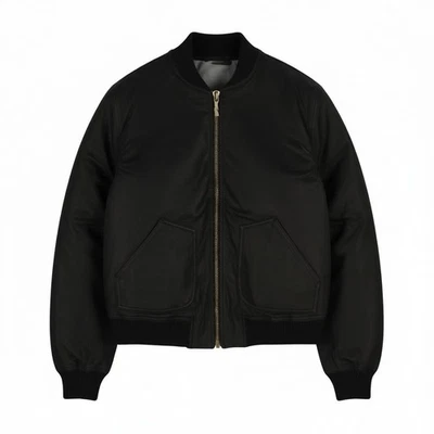 NUDIE JEANS Severin Short Rib Men's Jacket S Black Coated Bomber Zip Logo * - image 1 of 4