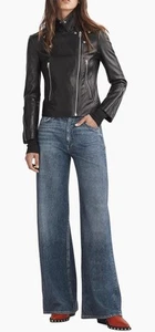 Jeans Rag & Bone Miramar Sofie gamba larga lavaggio medio denim $258 nuovo taglia 34 - Foto 1 di 20