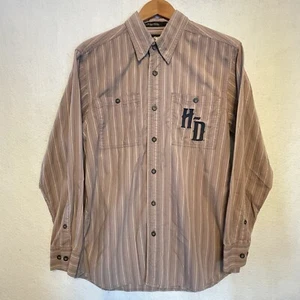 Harley Davidson Genuine Motor Clothes Striped Embroidered Long Sleeve Shirt M - Picture 1 of 9