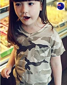 Boy Girl Kid Handsome Camo Army Military Party short Sleeves T shirt Tee Tops  - Picture 1 of 7