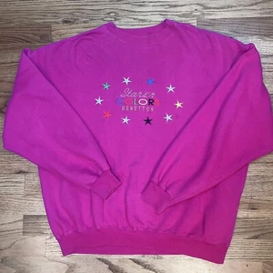 Vintage United Colors of Benetton Made In Italy Sweatshirt Sz XL Pink Embroidere - Picture 1 of 11