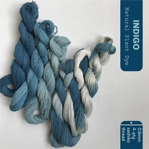 100m Indigo Natural Plant Dyed Sashiko Thread | Embroidery Floss - 4-ply Thin - Picture 1 of 17