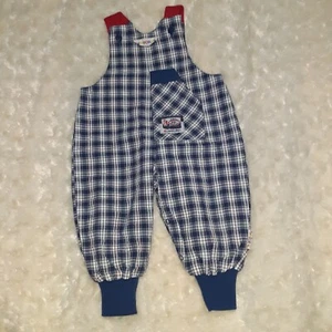 Gymboree Vintage Rainbow Tag Mid 90s Blue Red Green Plaid Seersucker Romper Boys - Picture 1 of 7