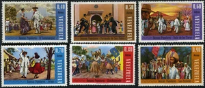 Venezuela 1966 Native Dancers in Colorful Dress Airmail MNH (SC# C919-C924) - Picture 1 of 1