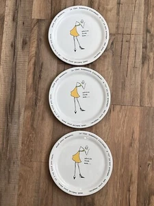 Set of 3 Pottery Barn Hot Mama 8” Dessert Salad Plates Advice From Mom 1 Flaw - Picture 1 of 8
