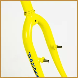 VINTAGE MTB STEEL FORK 1"1/8 MOUNTAIN BIKE 26" 559 THREADED OLD BICYCLE YELLOW - Picture 1 of 8