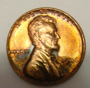 1946 D BU LINCOLN CENT NICE TONED COLLECTOR COIN  FREE SHIPPING - Imagen 1 de 2