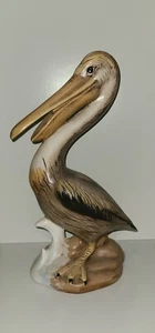 Vintage Porcelain Brown Pelican 80s Bird Figurine - Picture 1 of 4
