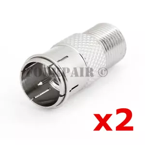 2 Pack Lot - F Type Quick Plug RF Coax Cable Adapter Connector - Male to Female - Picture 1 of 1