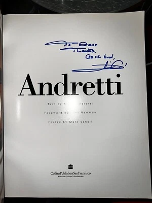 SIGNED Mario Andretti /AUTOGRAPHED ANDRETTI, Racing Legend, 1st Ed. 1st Print - Image 1 of 4