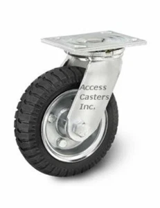 8ANPS 8" x 2" Swivel Plate Caster Black No Flat Pneumatic Wheel, 280 lb Capacity - Picture 1 of 3