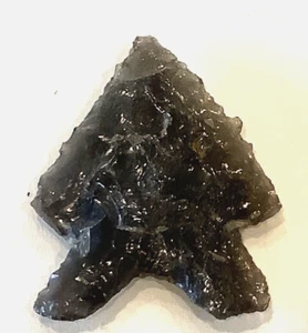 Texas Indian Obsidian translucent SERRATED black Arrowhead  1 1/4 inches - Picture 1 of 4