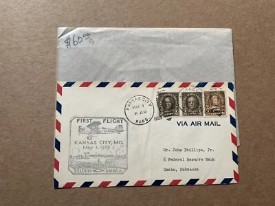 US 1929 Kansas O/P FDC (B)+#662 +First Flight Kansas-Omaha Cachet +5/1/1929 - Image 1 of 2