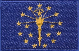 Parches bordados bandera del estado de Indiana EE. UU. 3""x2"" hierro - Imagen 1 de 1