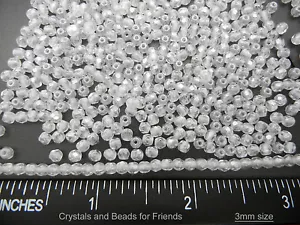 600 Preciosa Czech Glass Fire Polished Beads 3mm Crystal Hematite White Luster - Picture 1 of 5