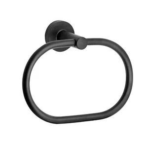 Oval Black Towel Ring Stainless Steel Wall-Mounted Towel Holder for Bathroom - Picture 1 of 7