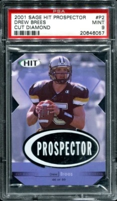2001 Sage Hit Drew Brees Prospector Cut Diamond #/99 Rookie RC PSA 9 - Image 1 of 2