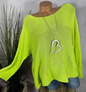 NEU Locker gestrickter langarm Shirt Pulli Italy LIME 36 38 40 42 - Bild 1 von 6