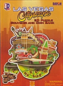 "LAS VEGAS CITYSCAPE" 3-D Souvenir Puzzle & Bank - 64 Pcs by DARON Easy Assembly - Picture 1 of 2