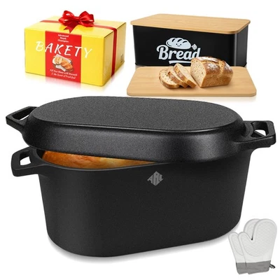 ARC Dutch Oven for Bread Baking, 3.6QT Oval Cast Iron Bread Loaf Pan with Lid - Image 1 of 4