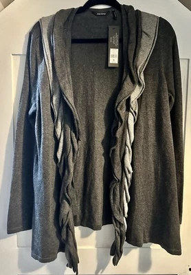 Daisy Fuentes Gray Knit Ruffle Accent Open Cardigan Woman’s Size XL NWT - Image 1 of 4