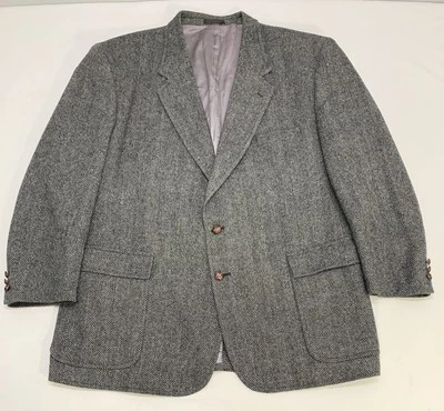 Chaqueta Blazer De Colección Años 70 80 Winthrop y Gales Gris Espiga Tweed Lana 50 L  Foto 1 de 4