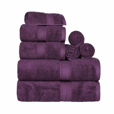 Egyptian Cotton Pile Plush Heavyweight Absorbent Soft 8 Piece Towel Set ^ - Image 1 of 4